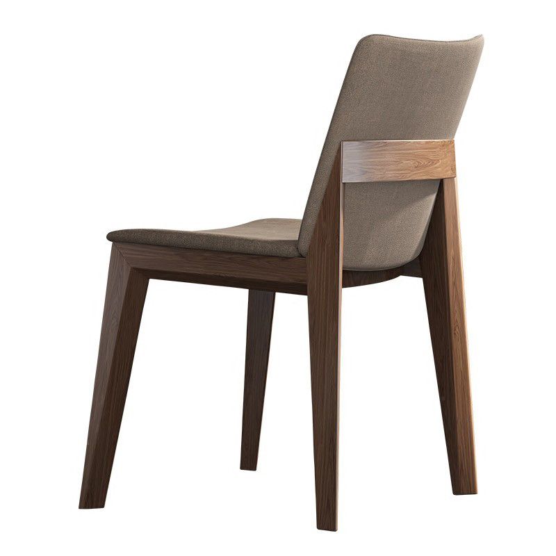 Scandinavian Oak Parsons Side Chair Linen Dining Chair with Natural Legs