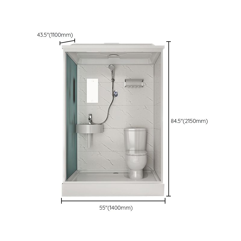 White Rectangle Shower Stall with Shower Base Tempered Glass Shower Stall