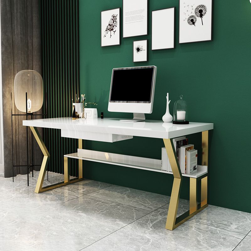 Glam Dormitory Writing Desk Rectangular Writing Desk with Metal Legs