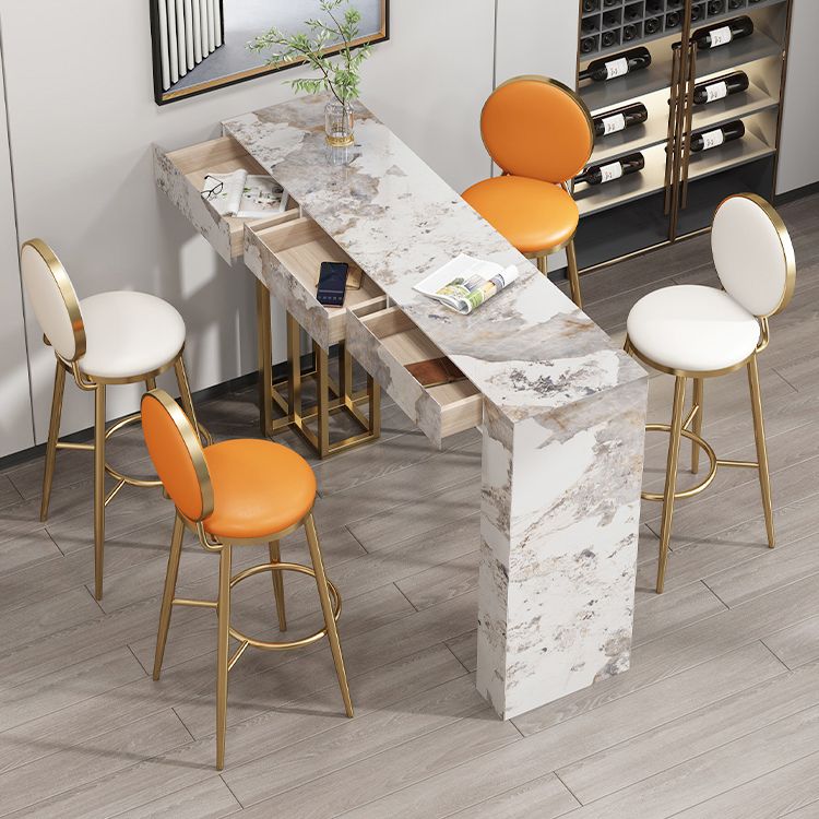 Nordic Glam Rectangle Bar Counter Table Sintered Stone Dining Table for Kitchen