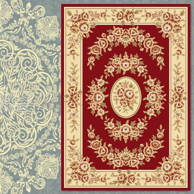 Traditional Medallion Print Carpet Polyester Area Rug Pet Friendly Indoor Carpet for Living Room