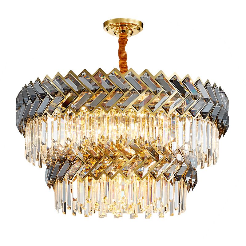 Prismatic Crystal Round Suspension Light Artistic en acier inoxydable Lumière pour le salon