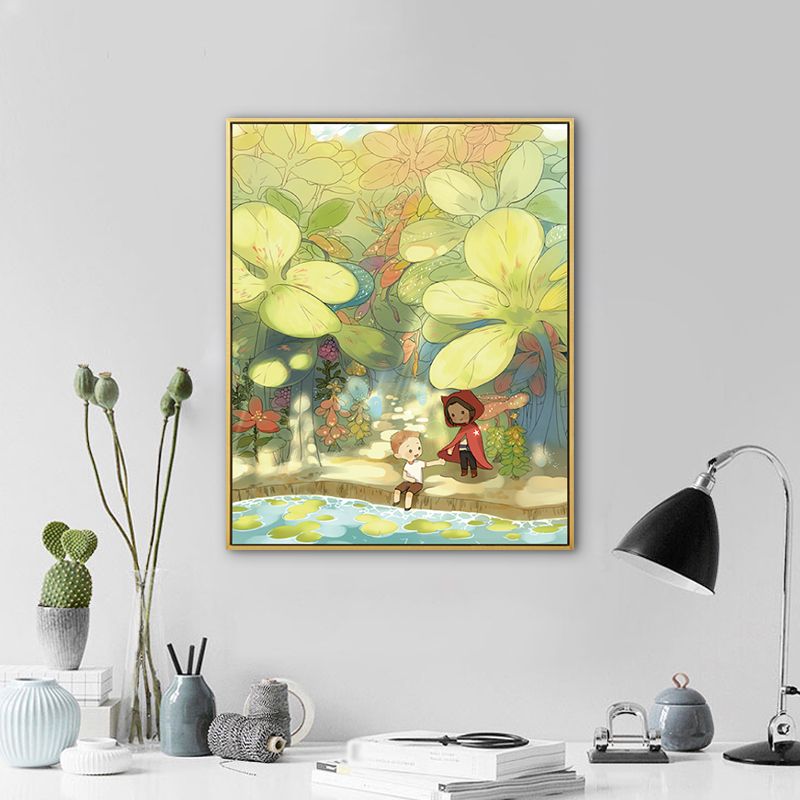 Childrens Art Excursion Wall Decor Light Color Textured Canvas Print for Baby Room