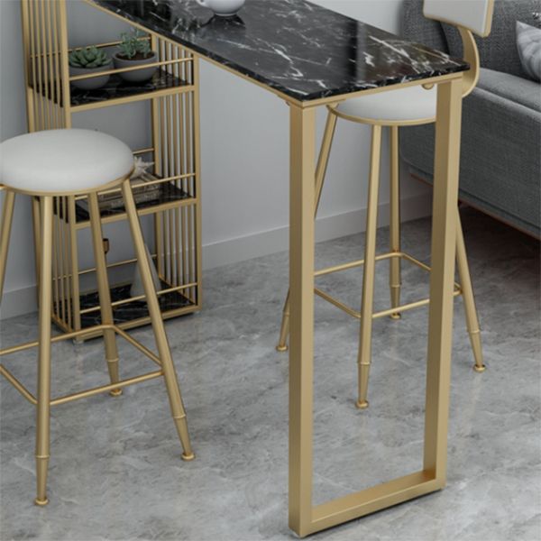 Glam Style Bar Table Rectangle Fixed Bar Dining Table with Storage