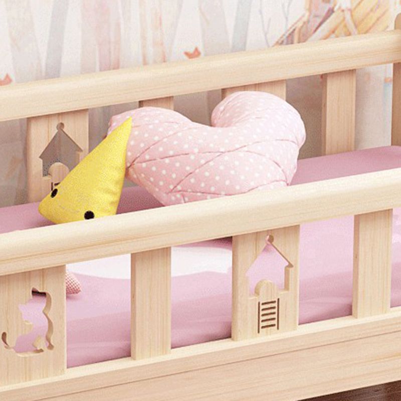 Solid Color Modern Baby Crib Solid Wood Arched Crib with Guardrail