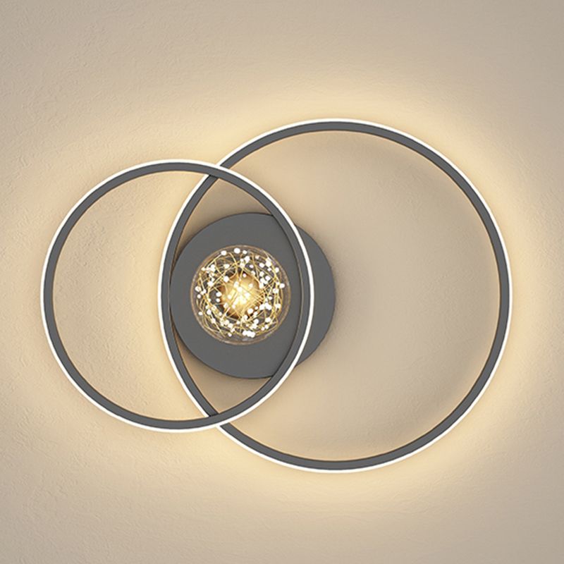 Lampada da soffitto con montaggio a incasso in stile moderno a più luci con paralume rotondo in nero