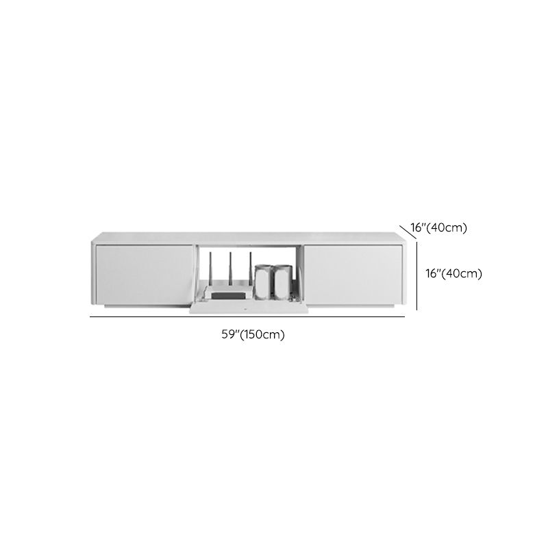 Engineered Wood TV Console Contemporary White Media Console  with Drawers