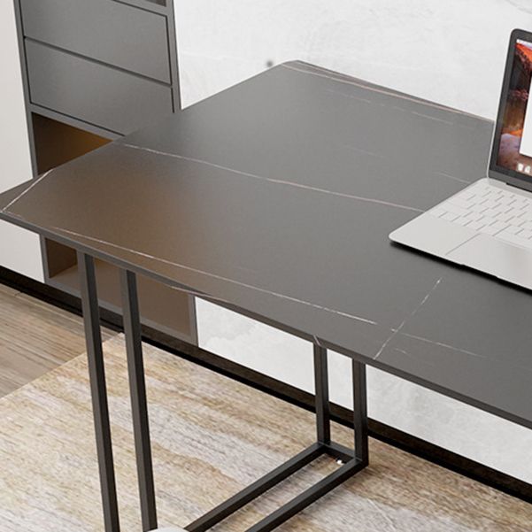 Contemporary Stone Writing Desk 29.53-inch Wide Office Desk with 1 Shelf