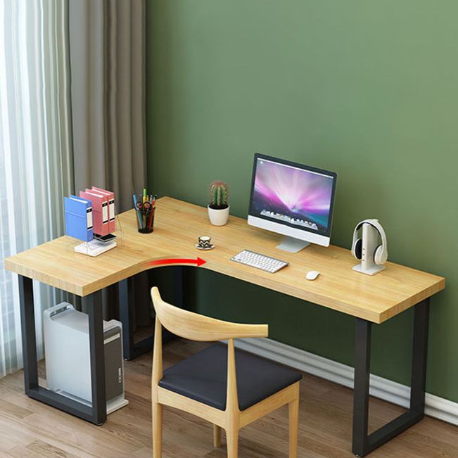 Metal and Wooden Writing Desk Industrial L-Shape Office Desk for Office