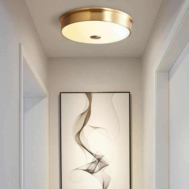 Gold Ceiling Light Modern Ceiling Mount Light with Glass Shade for Bedroom