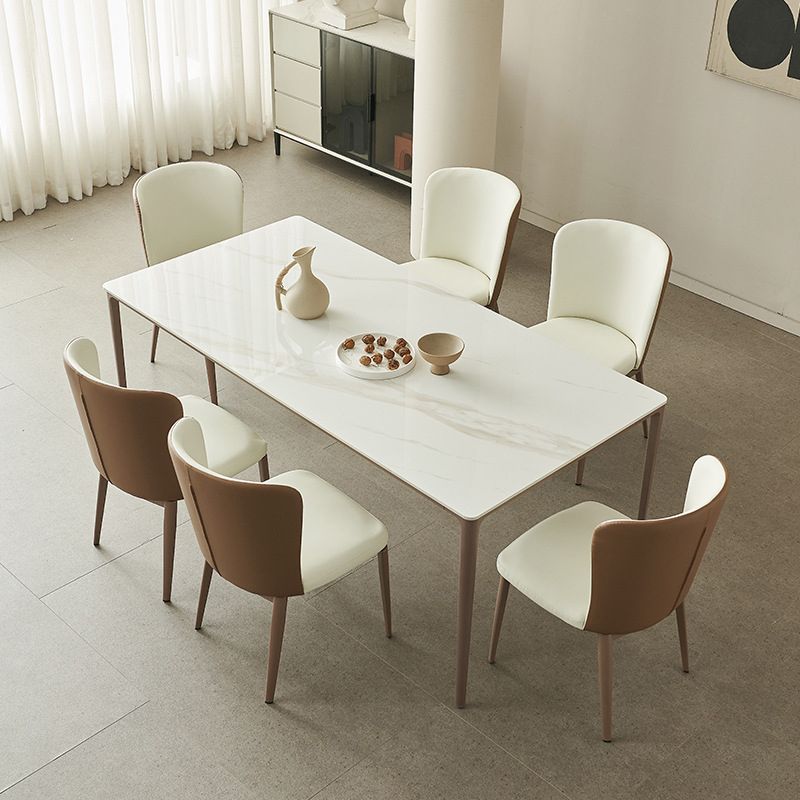 Modern Dining Set with Solid Back Chairs 1/4/5/7 Pieces White Dinette Set