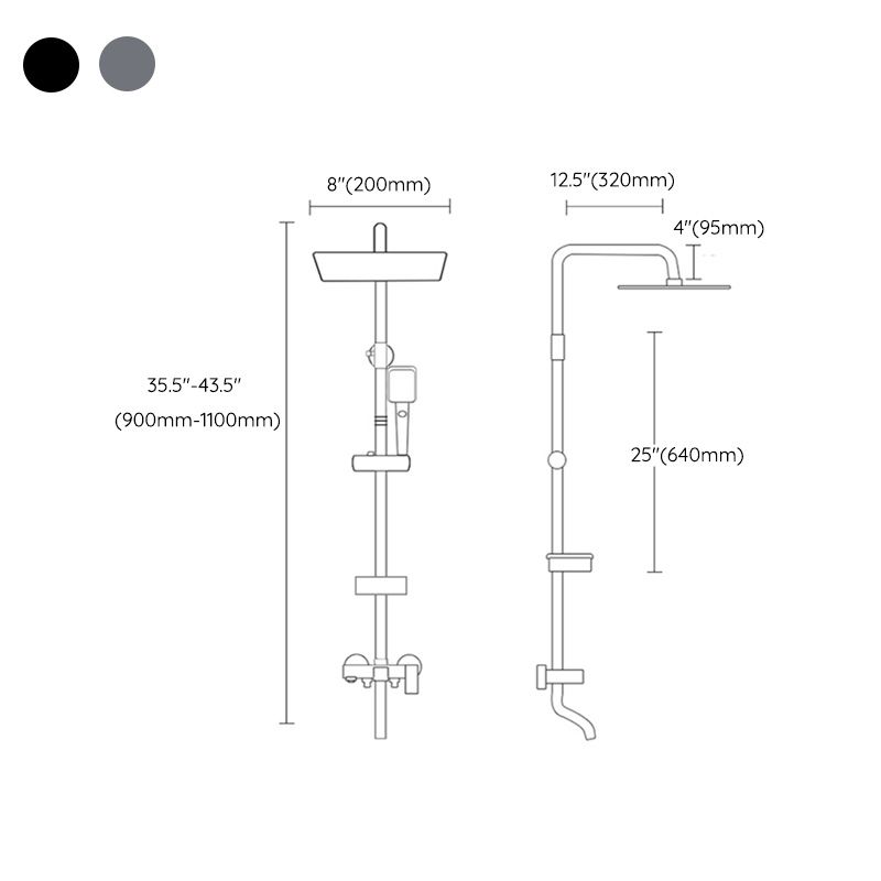 Shower Set Adjustable Spray Pattern Black Wall Mount Shower Hose Shower Set