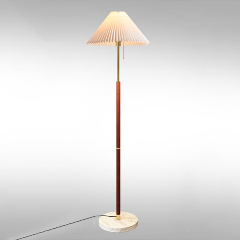 Nordic Style Iron Floor Lamp Cloth Shade Bulb Floor Light with Marble Base for Bedroom