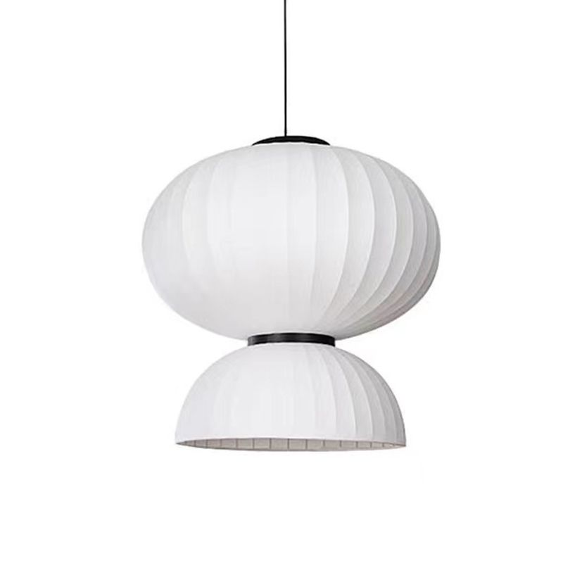 Dome Living Room Hanging Light Fixture Fabric Nordic Style Hanging Light Kit in White