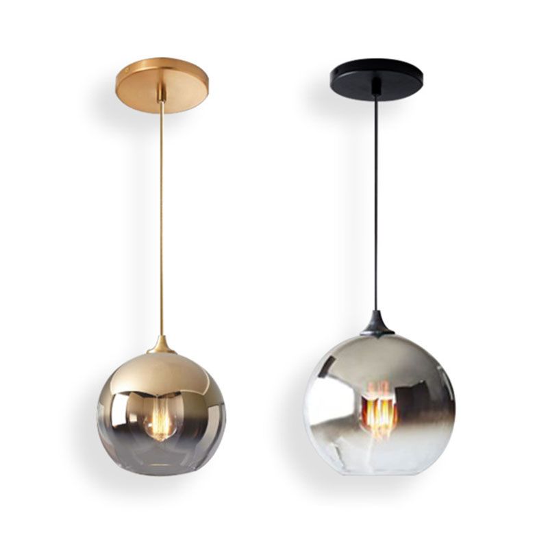 1 Light Globe Shaped Pendant Lamp with Lucency Glass Modern Suspension Lighting Fixture