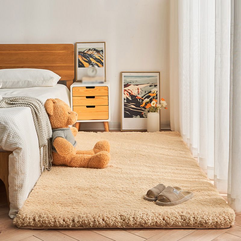 Comfort Home Decoration Area Rug Solid Shag Carpet Polyester Non-Slip Backing Indoor Carpet