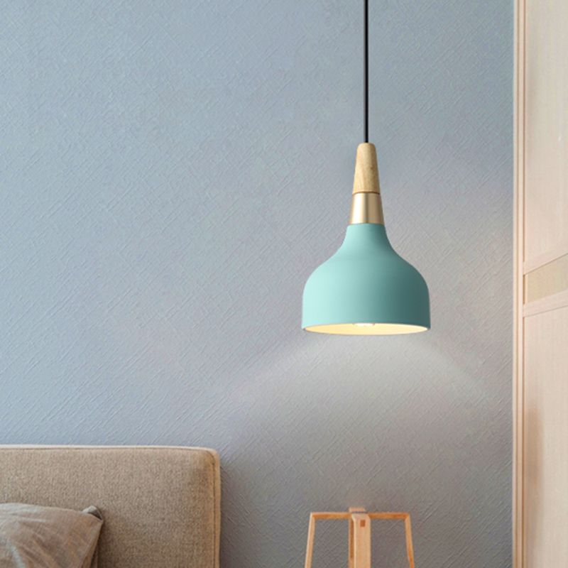 Domed Shaped Drop Pendant Modern Metal 1 Light Blue Suspension Light for Dining Room