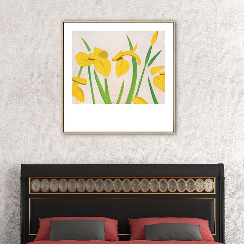 Nordic Drawing Tulip Flowers Art Print Canvas Textured Pastel Wall Decor for Room