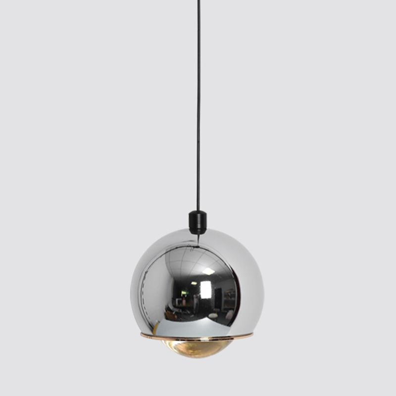 Postmodern Aluminum Pendant Light Globe 4" Wide LED Hanging Pendant for Bedroom