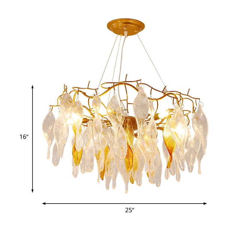 Crystal Spiral Chandelier Lighting Modern 6 Lights Gold LED Hanging Pendant for Dining Room