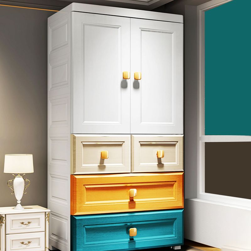 Modern Style Wardrobe Armoire Plastic Wardrobe Closet with Drawers