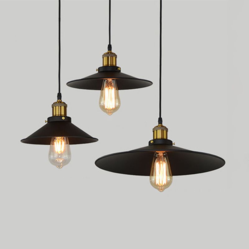 1-Light Cone Shade Pendant Lamp, Contemporary Industrial Metal Hanging Light for Restaurant