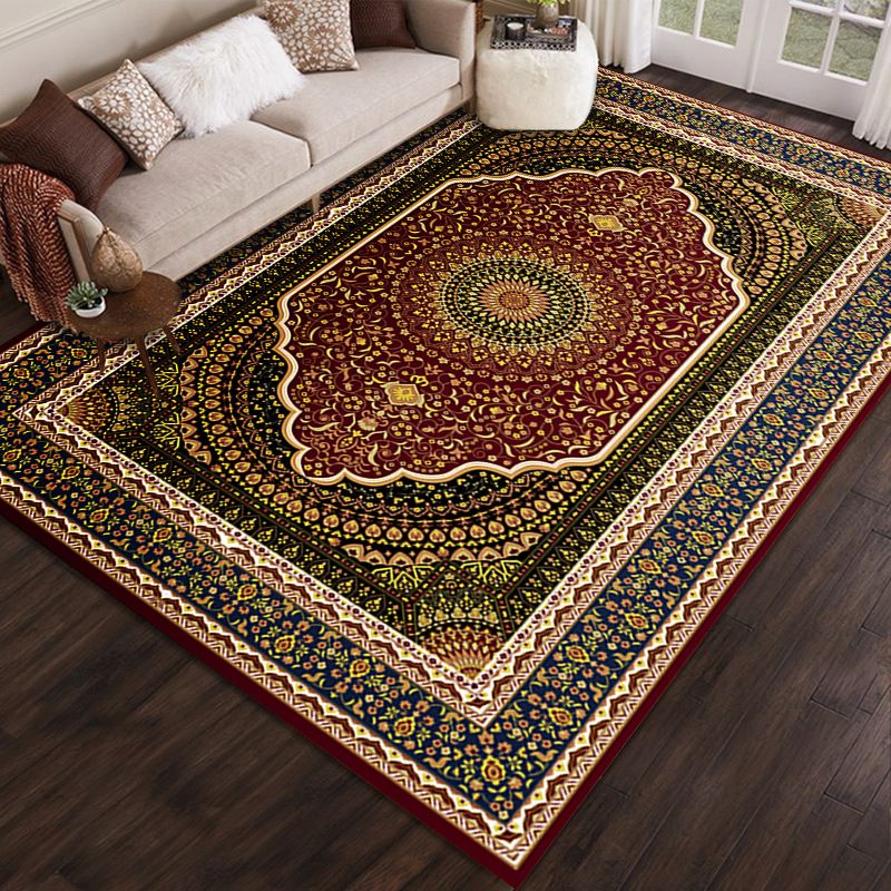 Soft Color Classic Carpet Polyester Moroccan Pattern Indoor Rug Washable Rug for Living Room