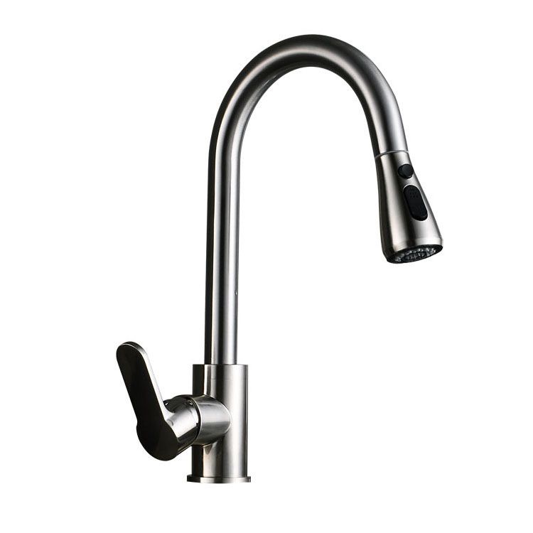 Modern Gooseneck Kitchen Bar Faucet Swivel Spout with Pull Down Sprayer