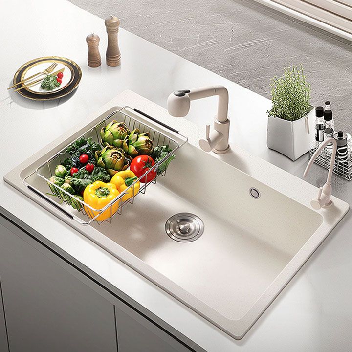 Modern Single Bowl Sink Solid Color Kitchen Sink with Overflow Hole