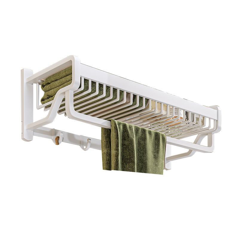 Modern White Finish Bathroom Accessory Set with Bath Shelf/Towel Bar/Robe Hooks