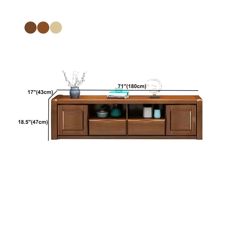 Rubber Wood TV Stand Contemporary TV Cabinet with Doors and Drawers