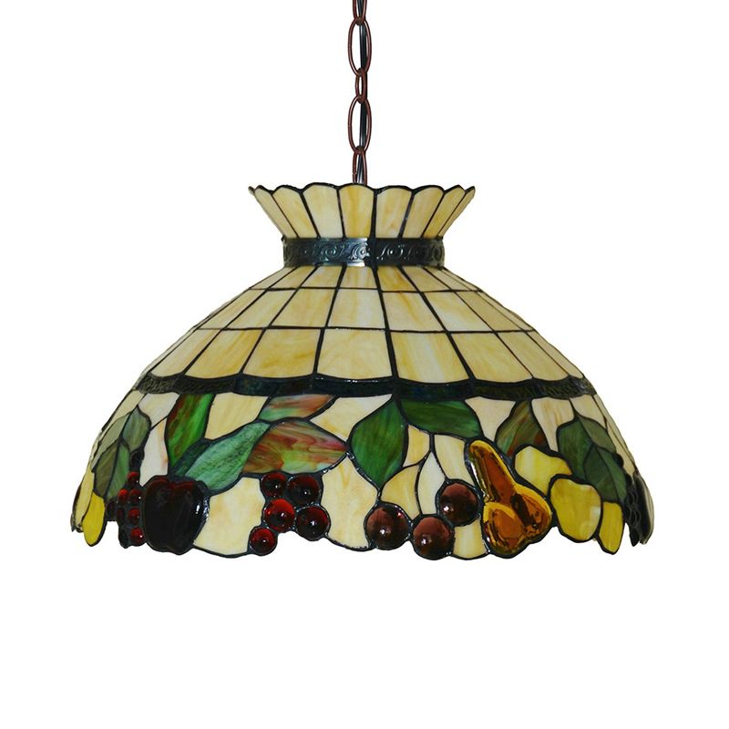 Black 3 lumières Chandelier Baroque Jaune Tocage Tachée Shade Pendante Éclairage