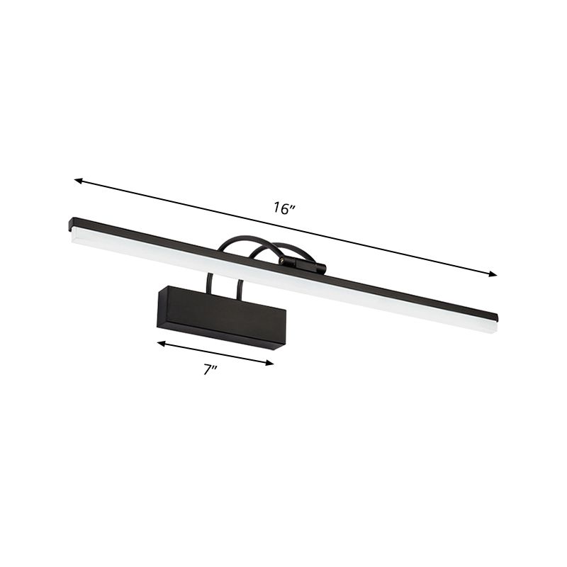 Modernist Slim Acrylic Vanity Lighting Fixture 16"/20" W LED Wall Mount Light in Black for Bathroom, Warm/White Light