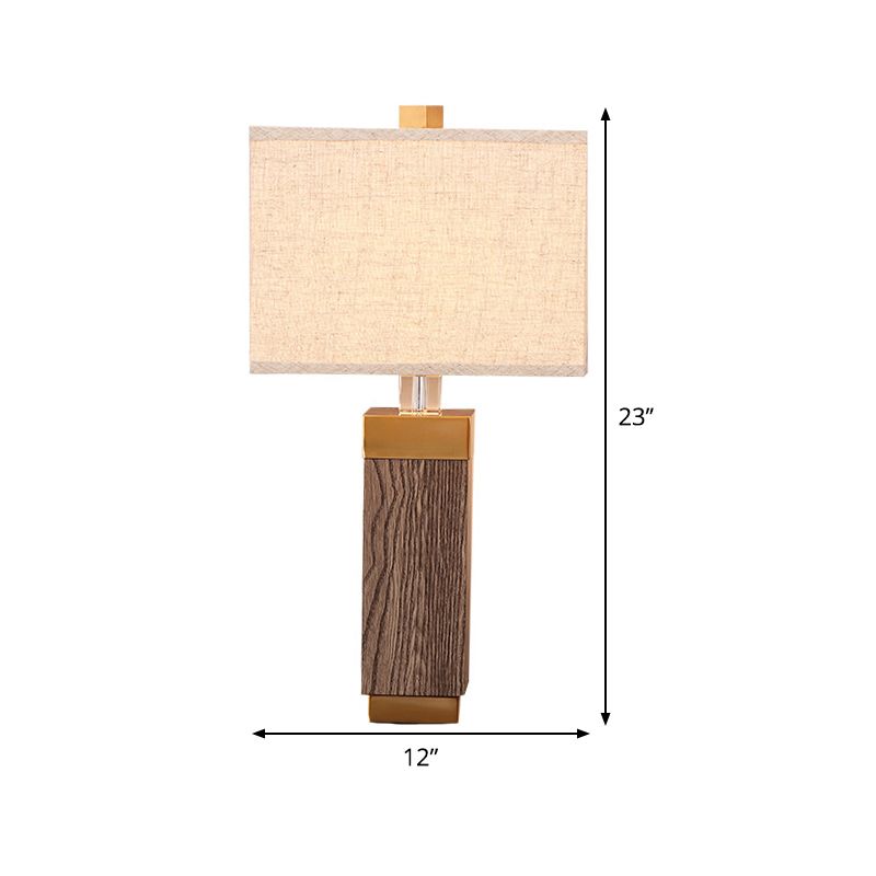 Modernist 1 Bulb Task Light Flaxen Rectangular Nightstand Lamp with Fabric Shade