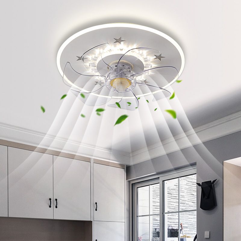 Lámpara de ventilador de techo de estrella blanco LED Nordic LED Semi Flush Mount para dormitorio