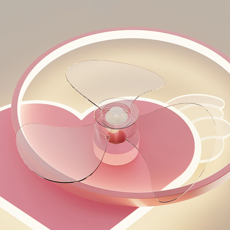 3-Blade Fan with Light Children Pink Ceiling Fan for Hallway Foyer