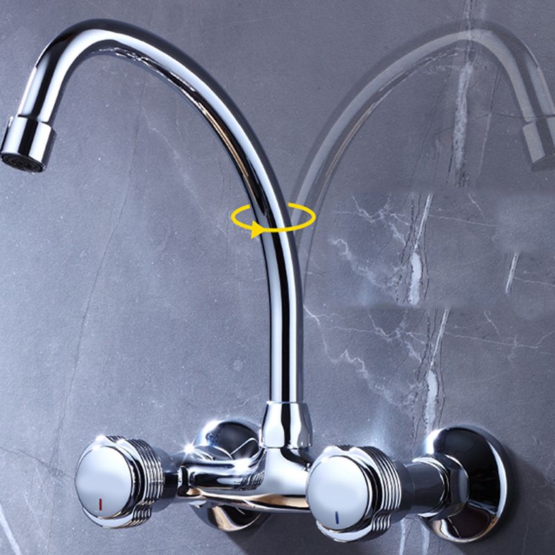 Contemporary Single Handle Kitchen Faucet Wall Mounted Bar Faucet in Chrome