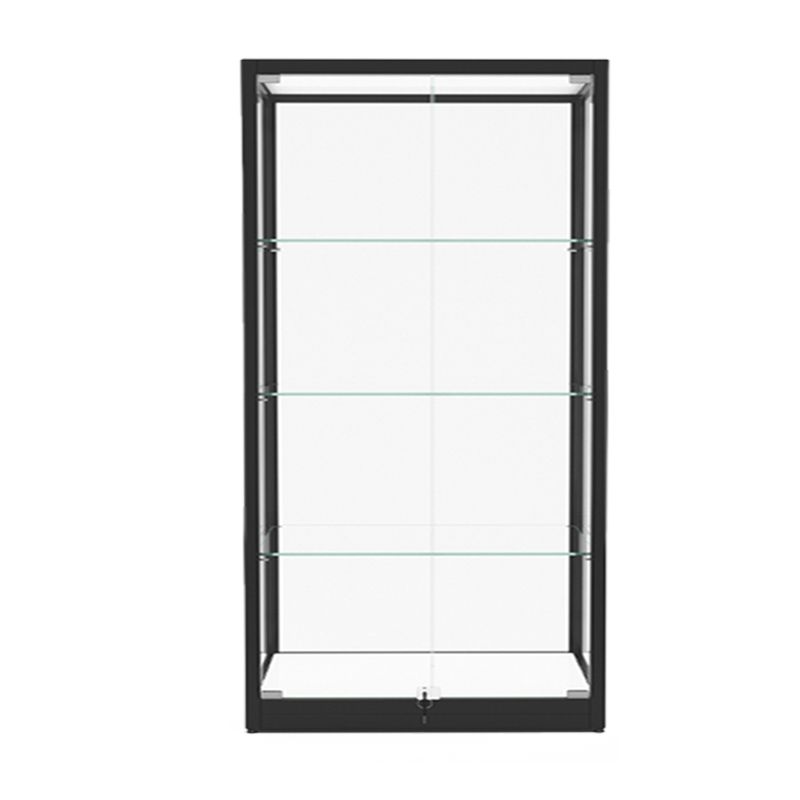 Modern Glass Curio Cabinets Black Display Stand with Adjustable Shelves