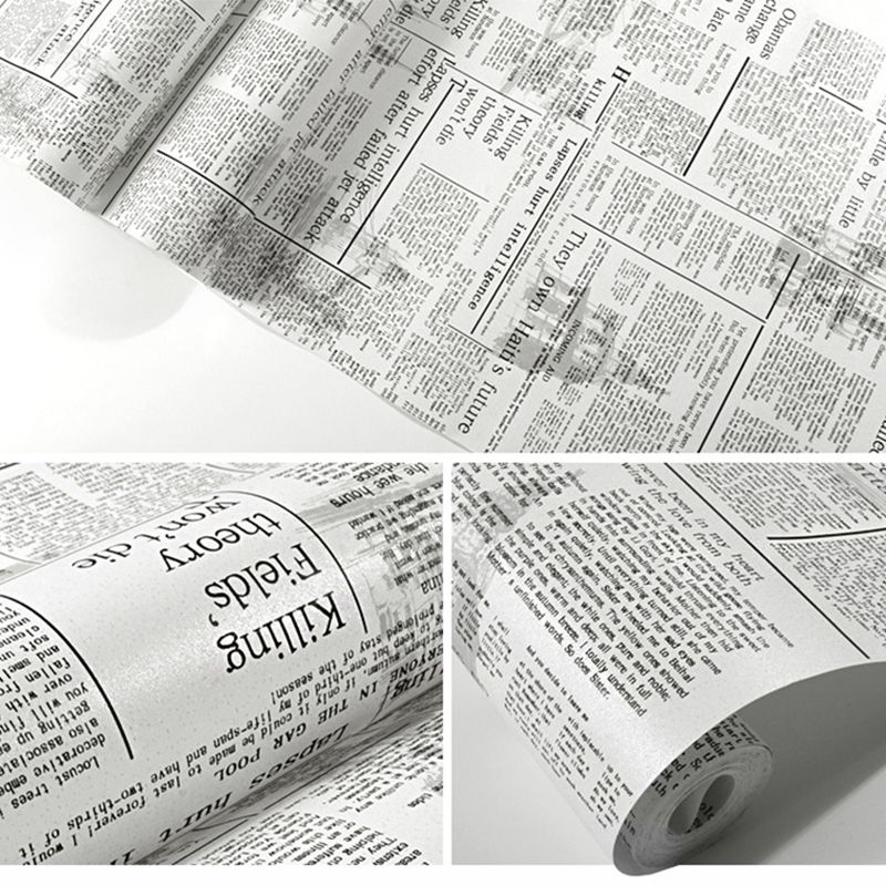 Retro Newspaper Plaster Wallpaper 33 ft. x 20.5 in  Non-Pasted  Wall Decor with Letters and Tower Non-Woven