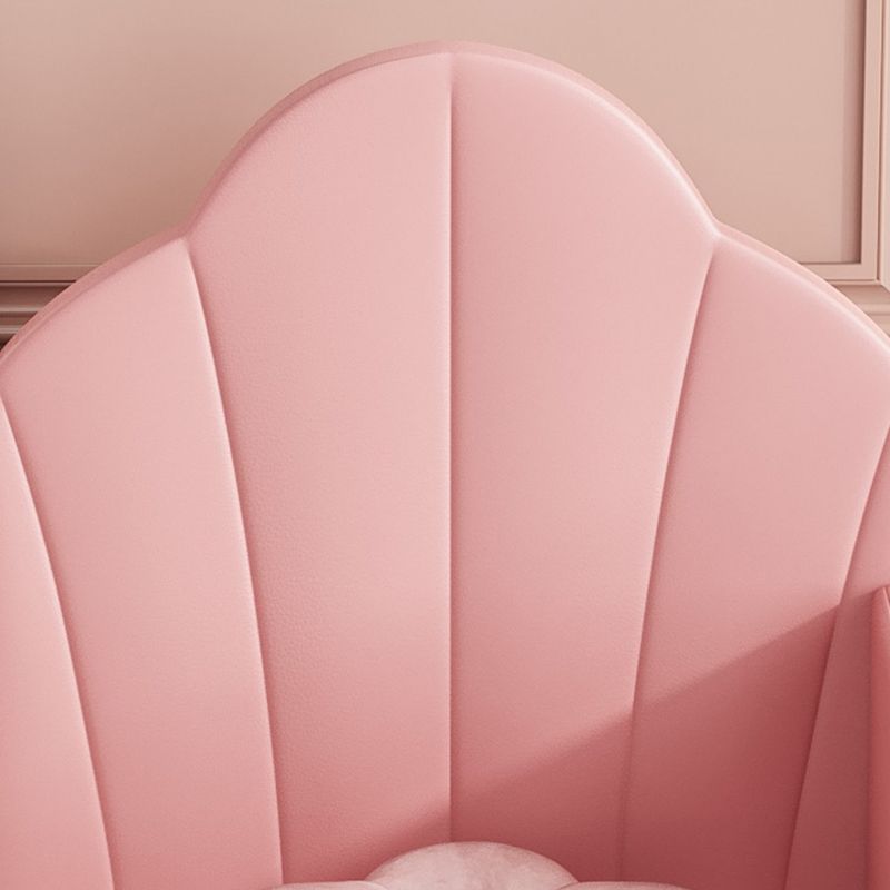 Scandinavian Bed, Pink Solid Wood Panel Bed Frame with Upholstered Headboard