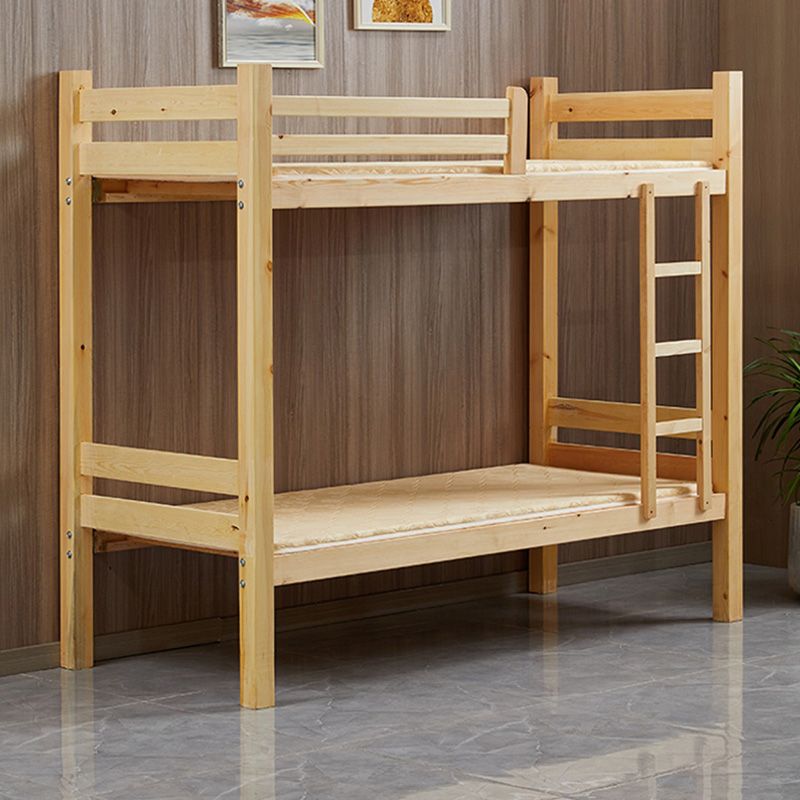 Mid-Century Modern Natural Bunk Bed with Built-In Ladder in Solid Wood