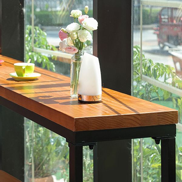 Industrial Rectangle Bar Table Pine Solid Wood Bar Dining Table with Footrest