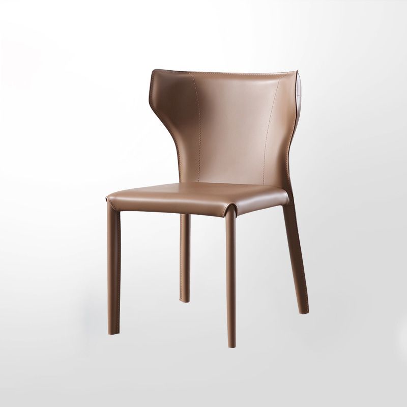 Modern Style Leather Matte Finish Side Chair Wingback Side Chair for Dinning Room