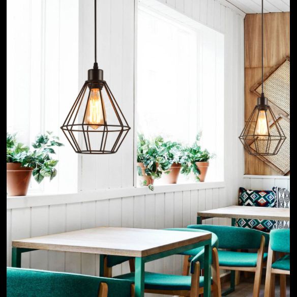 Schwarzer Käfighänge Deckenleuchte Industriestil Metal Restaurant Hanging Light