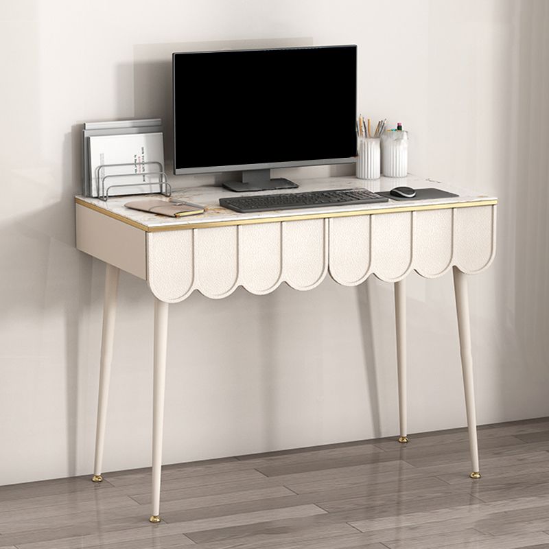 Rectangular Shaped Modern Office Desk Stone Writing Desk in White