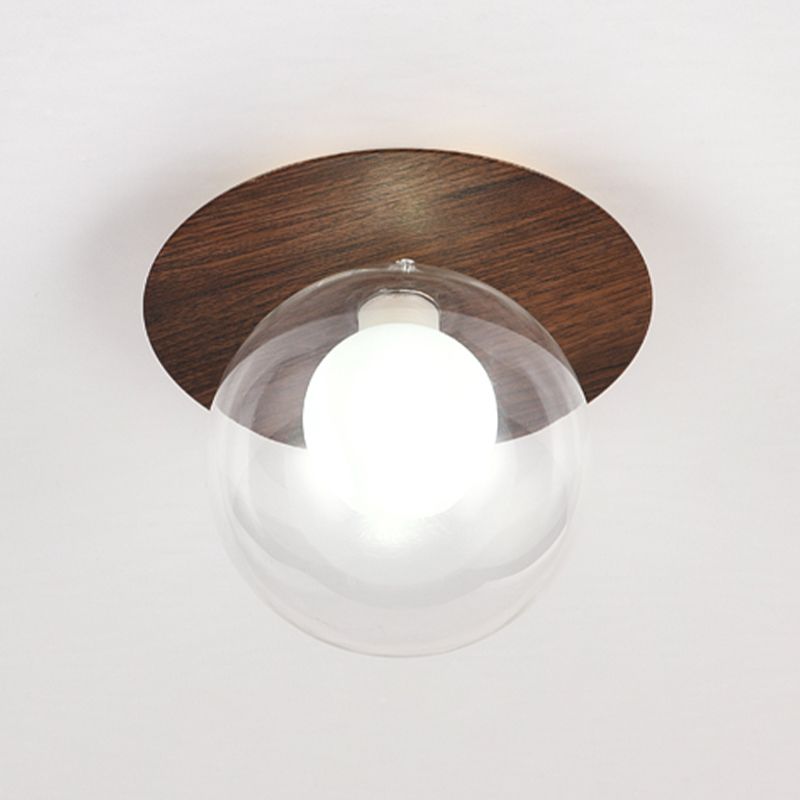 Modern Simple Ceiling Lamp Ball Shape Wood Grain Ceiling Light for Bedroom