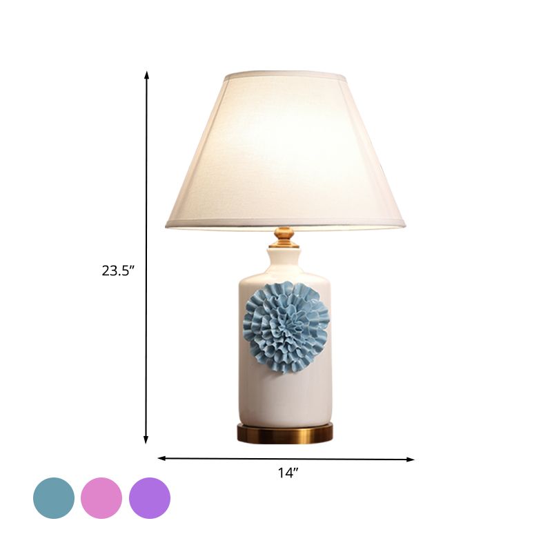 19.5"/23.5" Long 1 Bulb Cone/Bell Table Light Pastoral Sky Blue/Purple/Pink Metal Nightstand Lamp for Bedroom