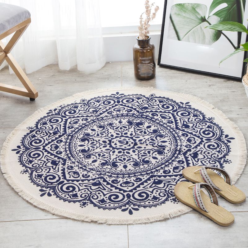 Marokkanischer Stammesdruck-Teppich Mutli farbiger Baumwoll-Innenteppich Haustierfreundlicher Fleckenresistantbereich Teppich zur Dekoration