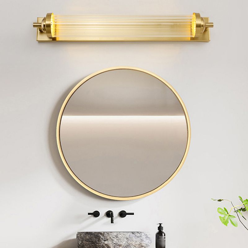 Metal Half Cylinder Wall Sconce Modern Style 1 Light Mirror Wall Lighting Fixture in Gold