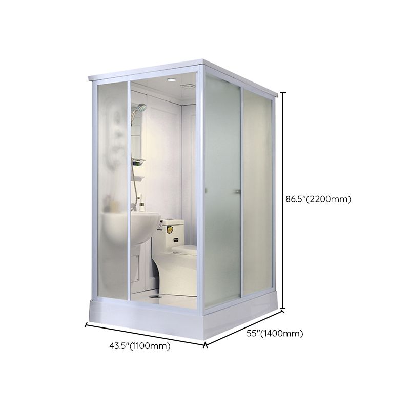 Framed Tempered Glass Shower Kit Included Framed Shower Stall in White without Toilet